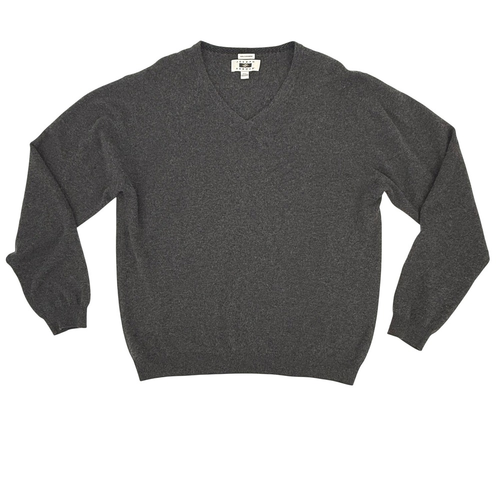 Joseph‎ Abboud Sweater Mens XXL Charcoal Grey Excellent 100% Cashmere V-Neck
